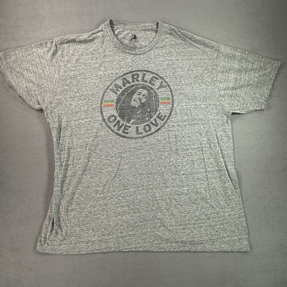 Zion Rootswear Bob Marley "One Love" Gray Graphic Print T-shirt Men's Size 2XL